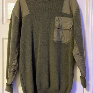 Men's Olive Green Sweater with Patches